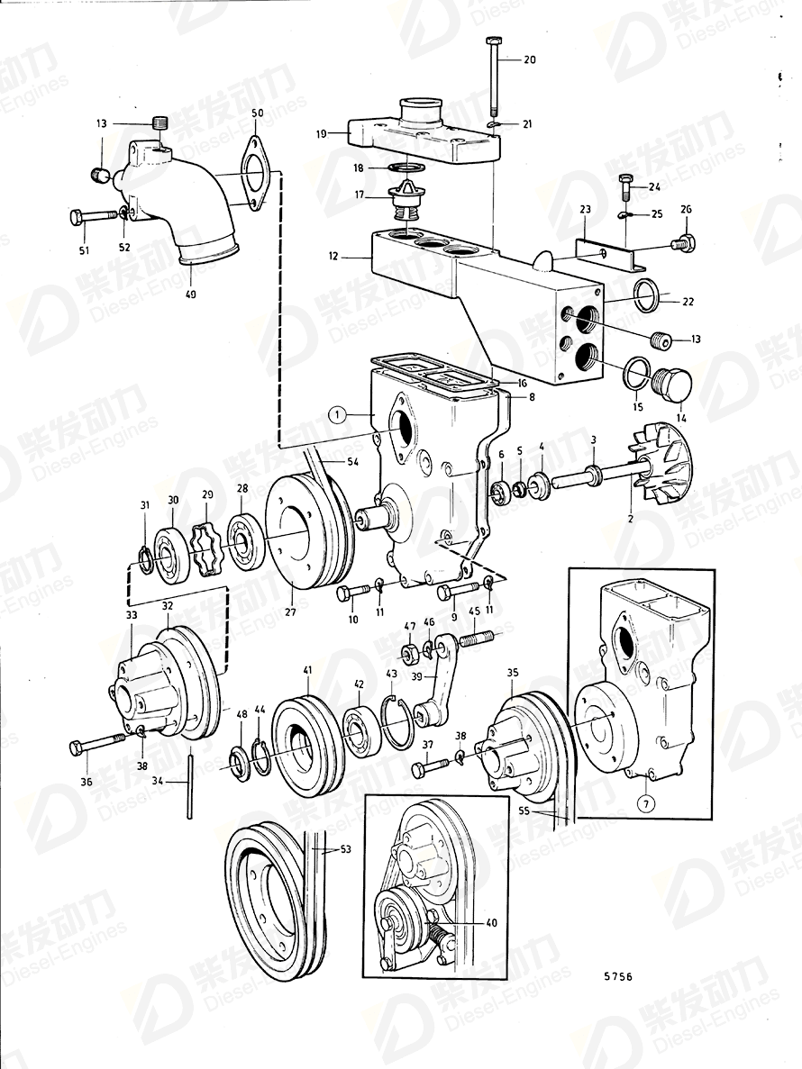 VOLVO Thermostat kit 3831426 Drawing